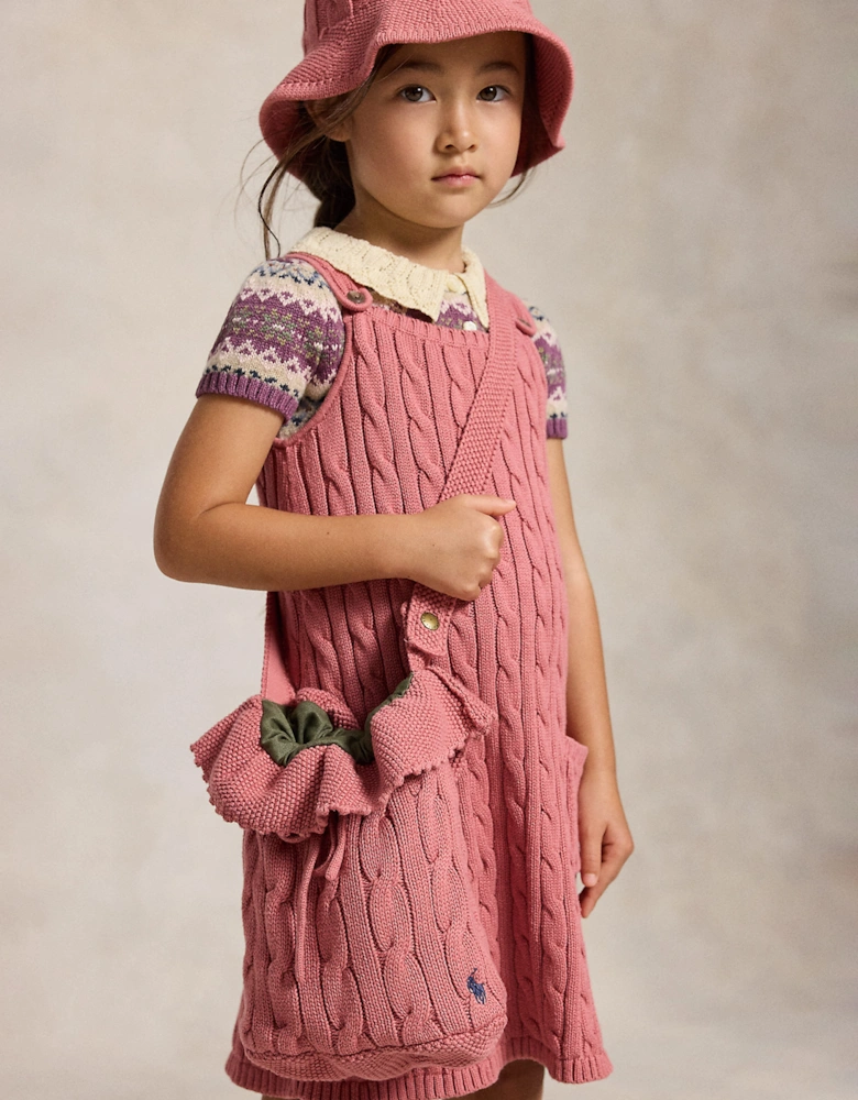 Ralph Lauren Girls Cable Knit Bucket Hat in Pink