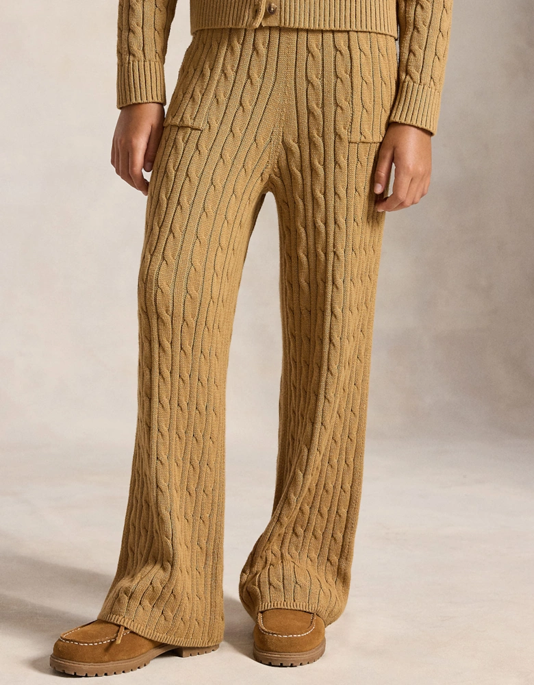 Ralph Lauren Girls Cable Knit Trousers in Beige