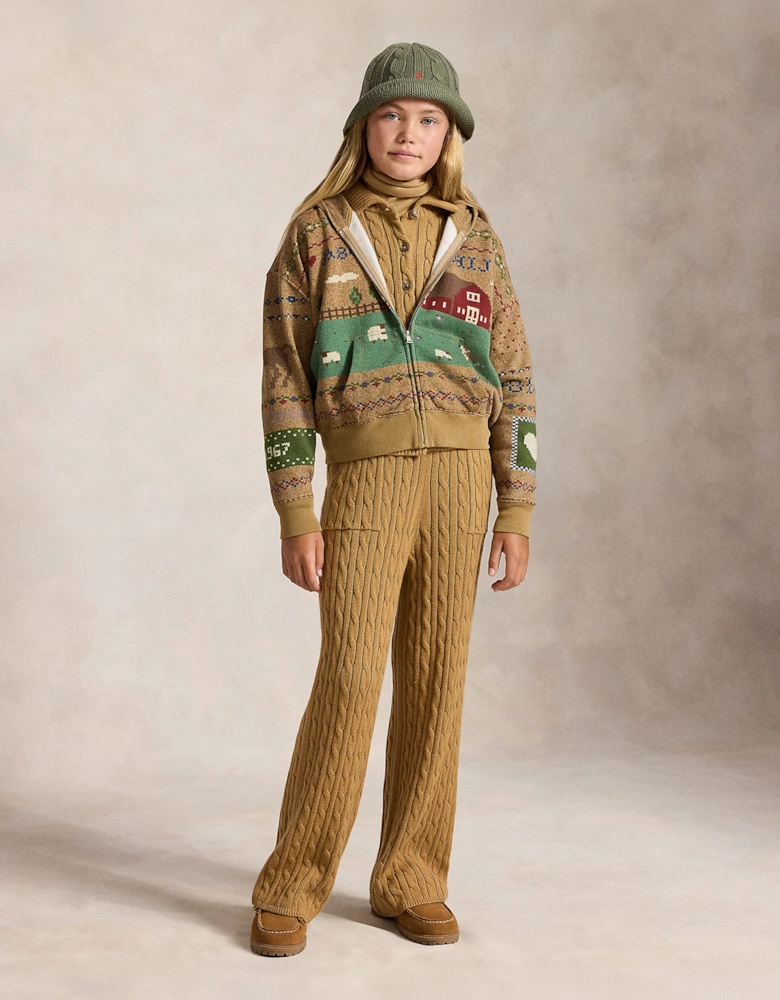 Ralph Lauren Girls Cable Knit Trousers in Beige