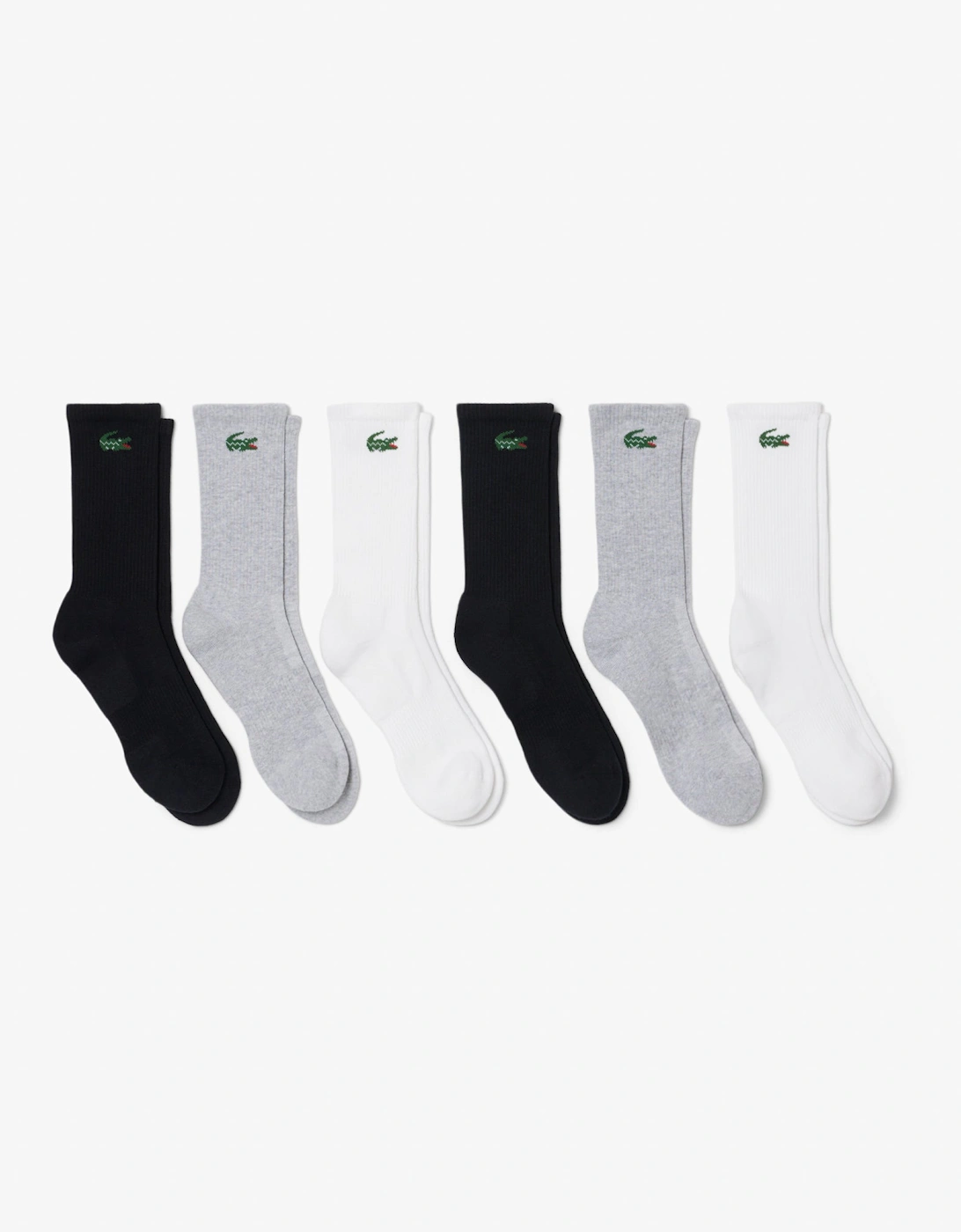 Lacoste 6-Pack Long Mens Sport Socks - Black/White/Grey L78