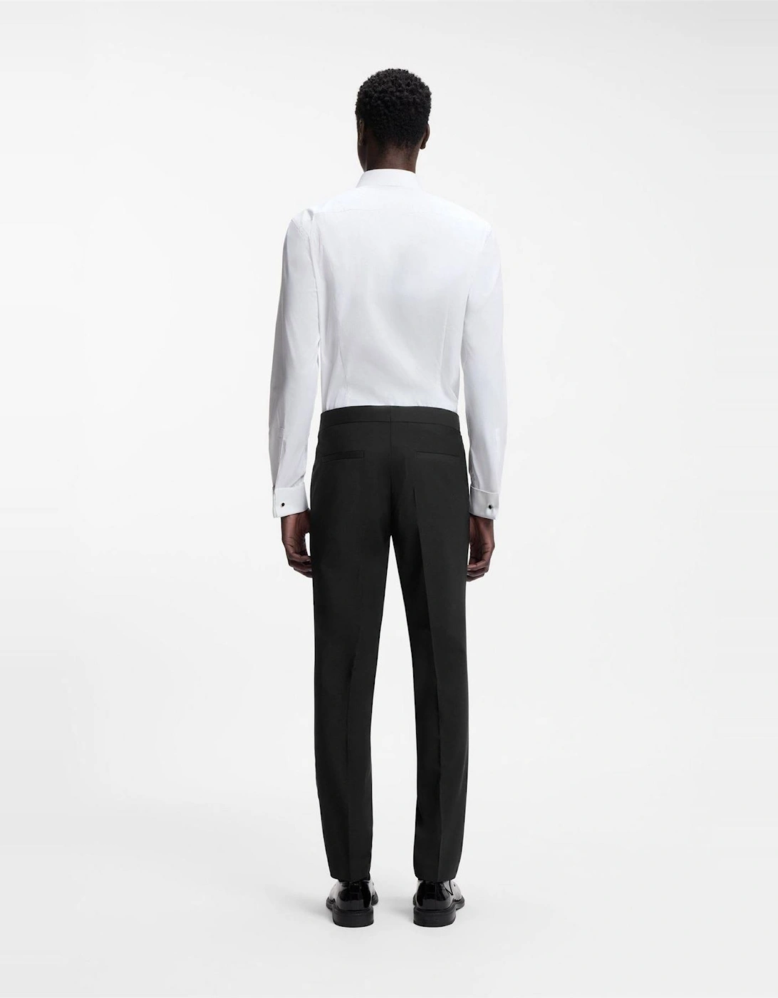 Solid Patterned Slim Mid Rise Suit Trousers