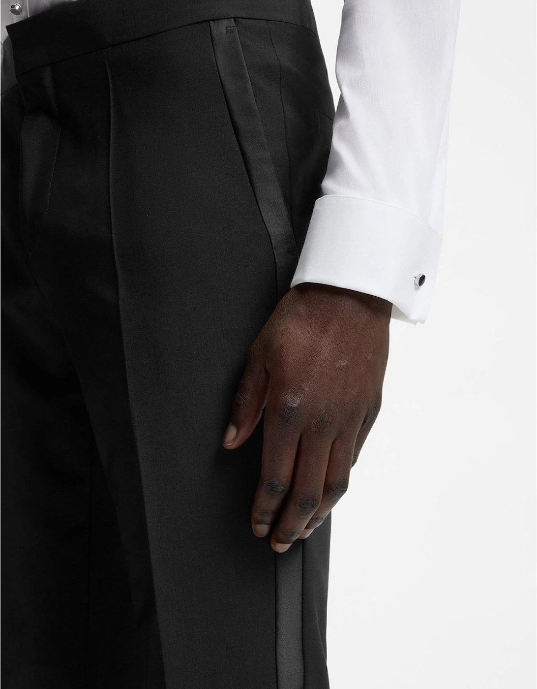 Solid Patterned Slim Mid Rise Suit Trousers