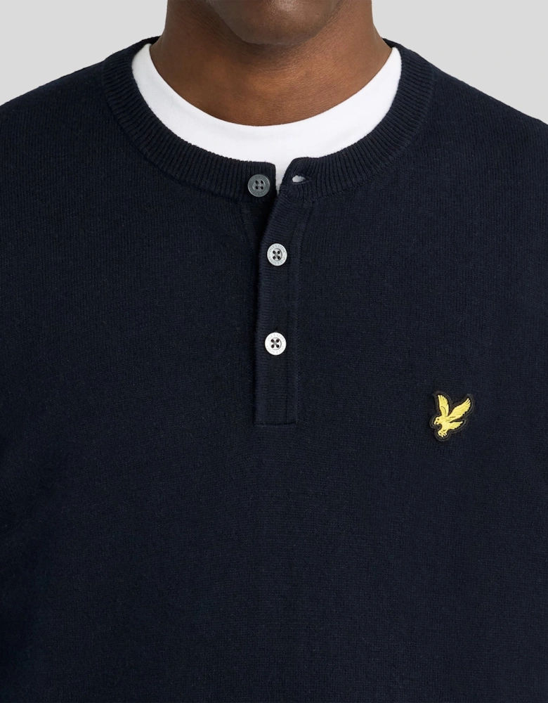 Cotton Merino Henley Jumper