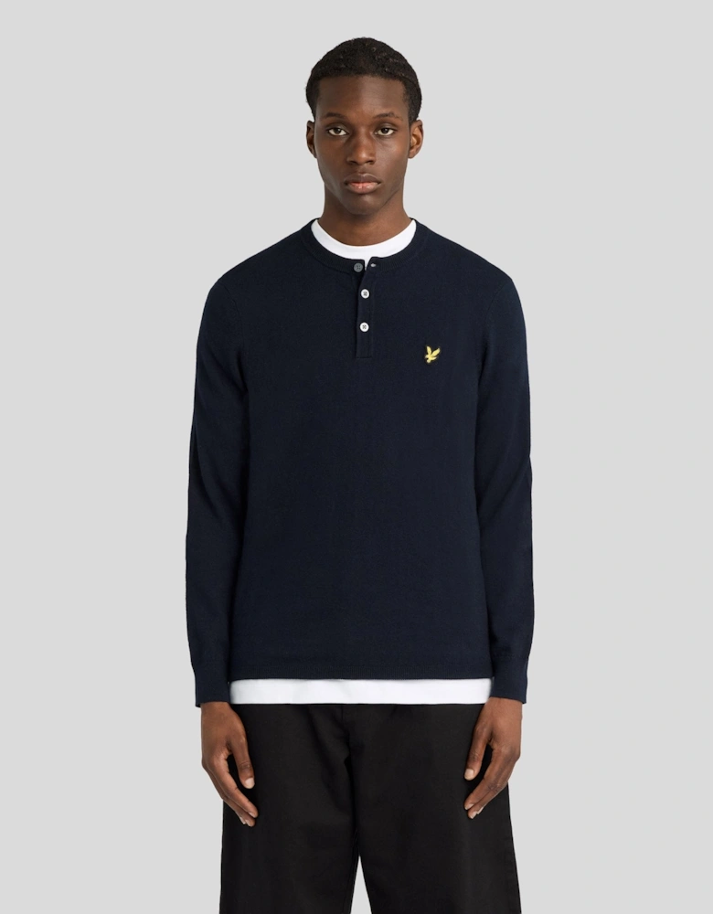 Cotton Merino Henley Jumper