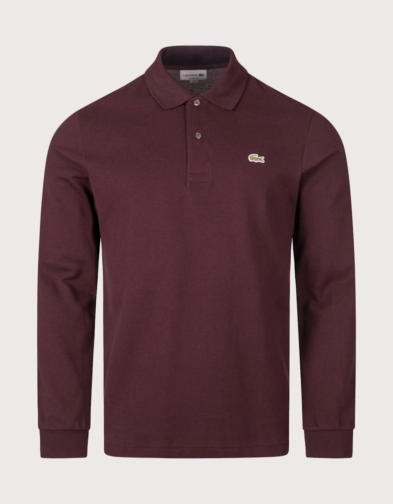 Classic Fit Long Sleeve Croc Logo Polo Shirt