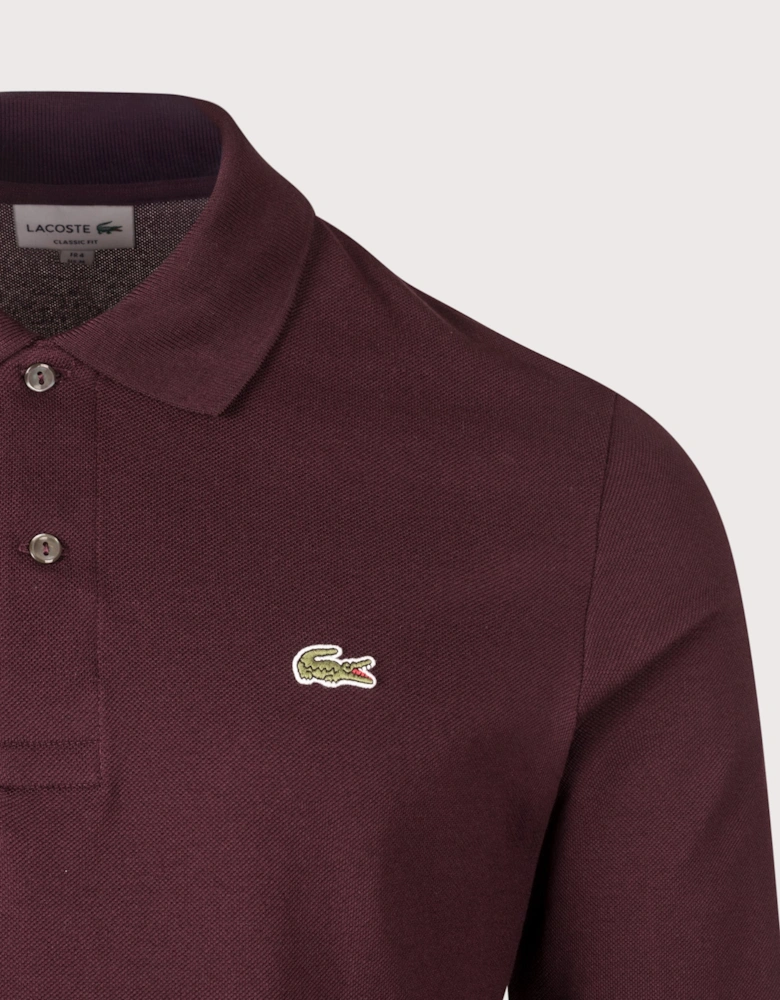 Classic Fit Long Sleeve Croc Logo Polo Shirt