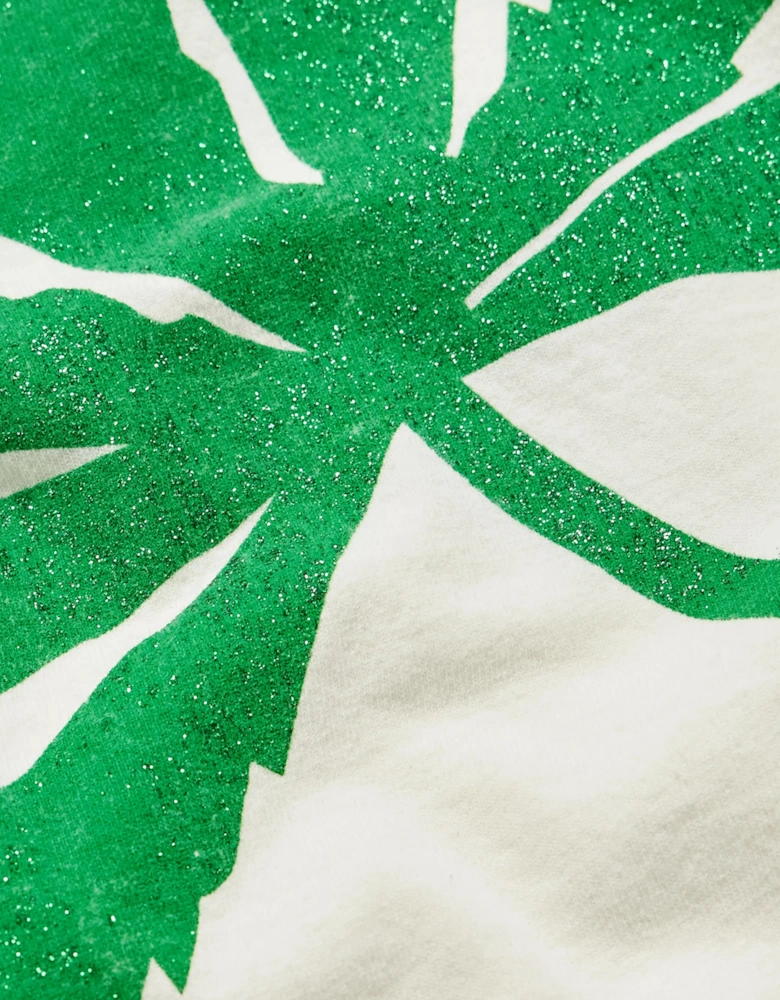 GALLERY DEPT. WEED GLITTER TEE OFF-WHITE