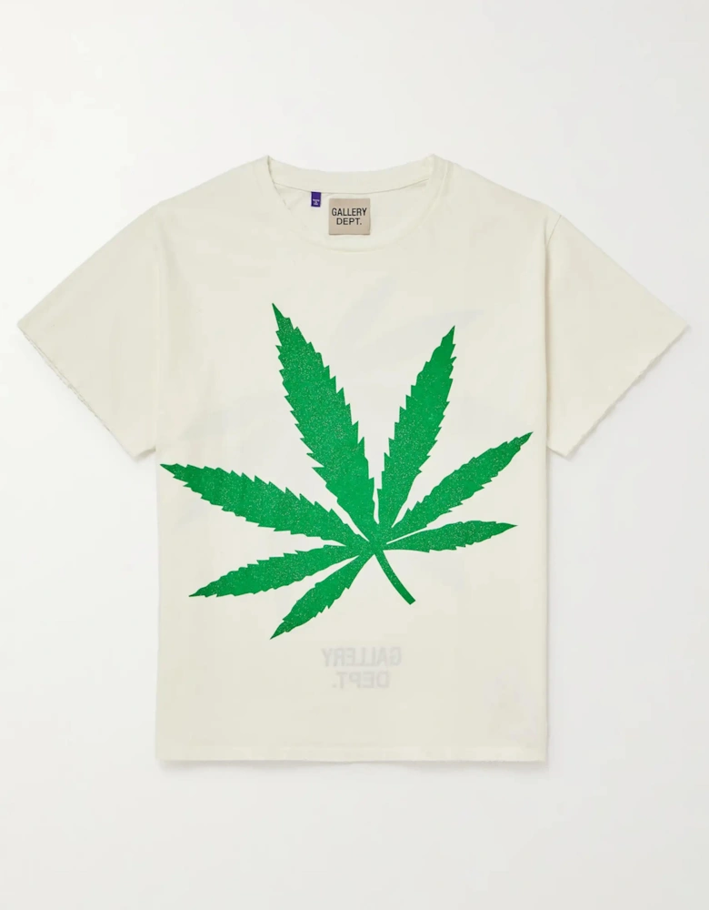 GALLERY DEPT. WEED GLITTER TEE OFF-WHITE