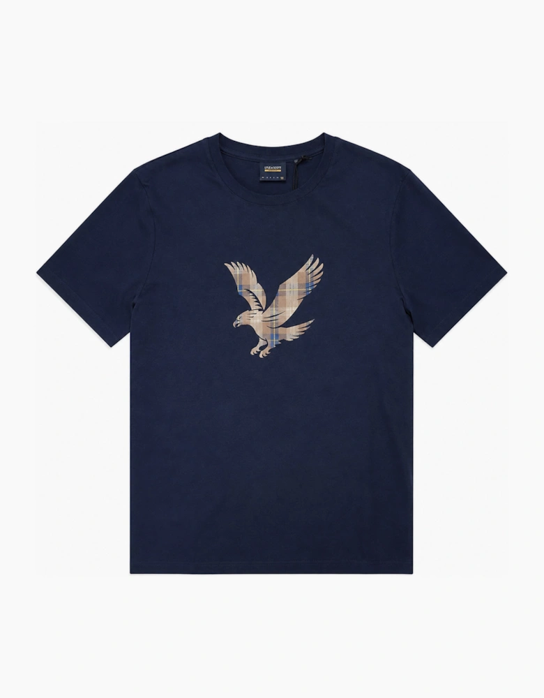 Lyle & Scott Archive Tartan eagle Heritage T shirt Navy brown
