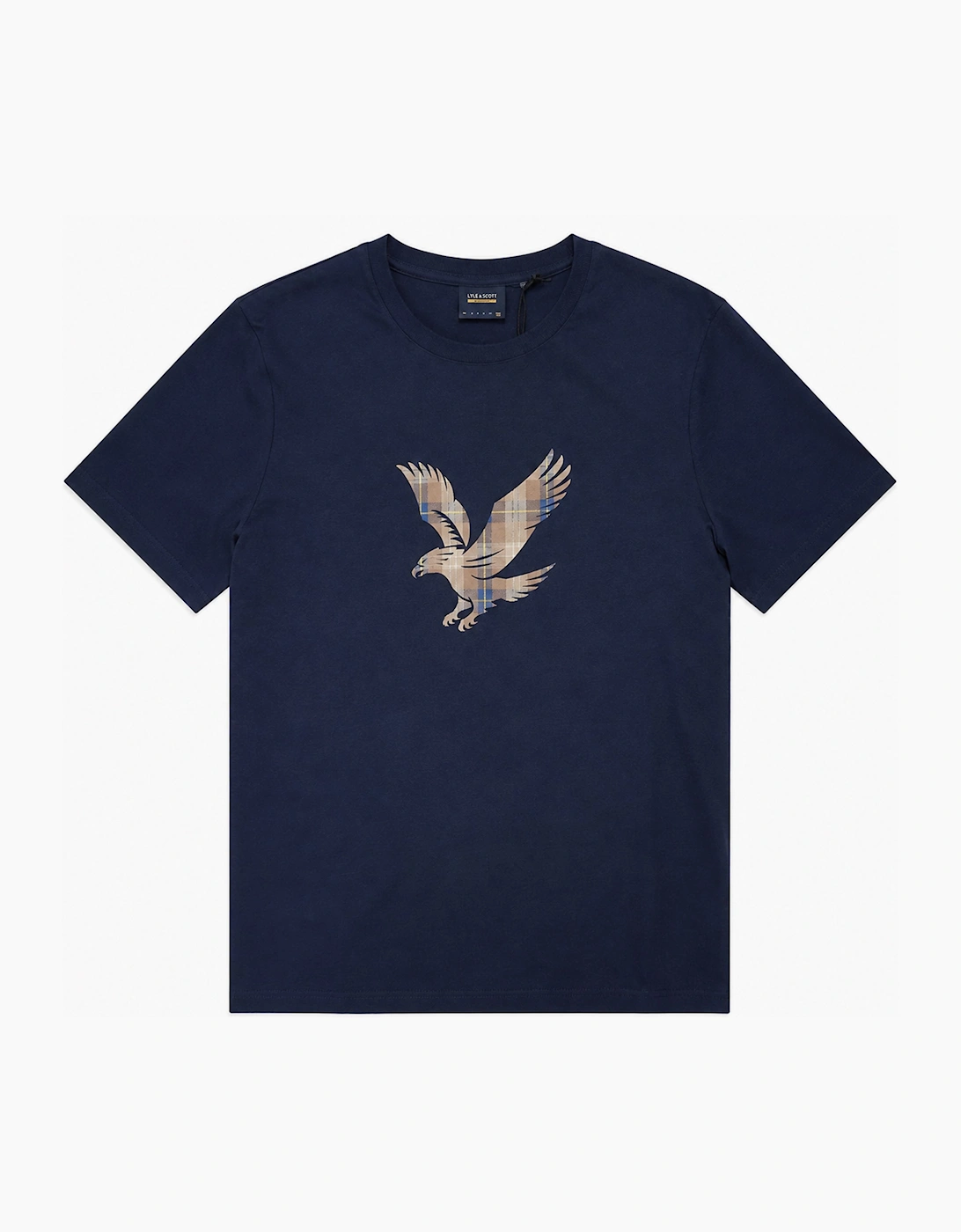 Lyle & Scott Archive Tartan eagle Heritage T shirt Navy brown