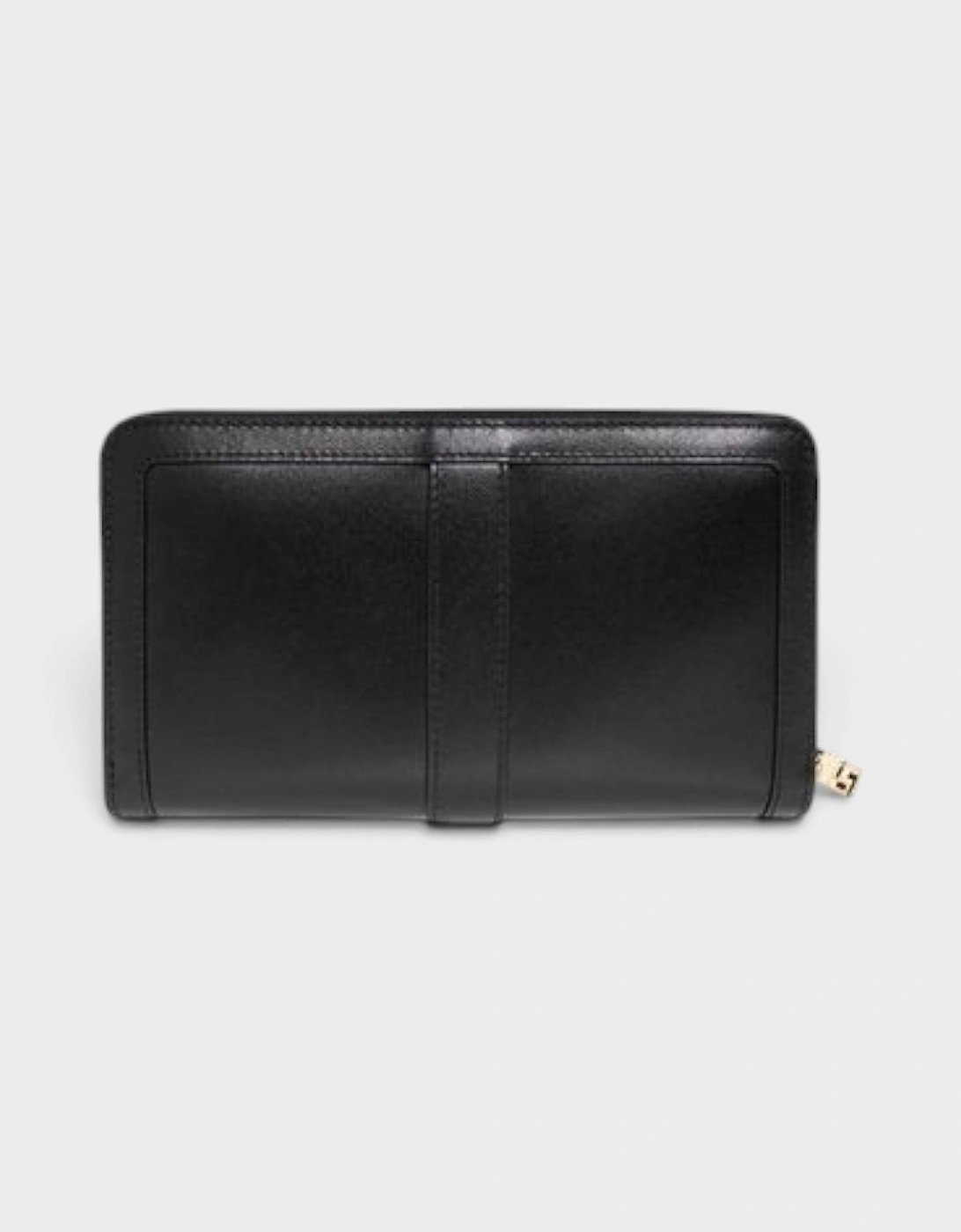 Black Logo Detailed Zipped Wallet