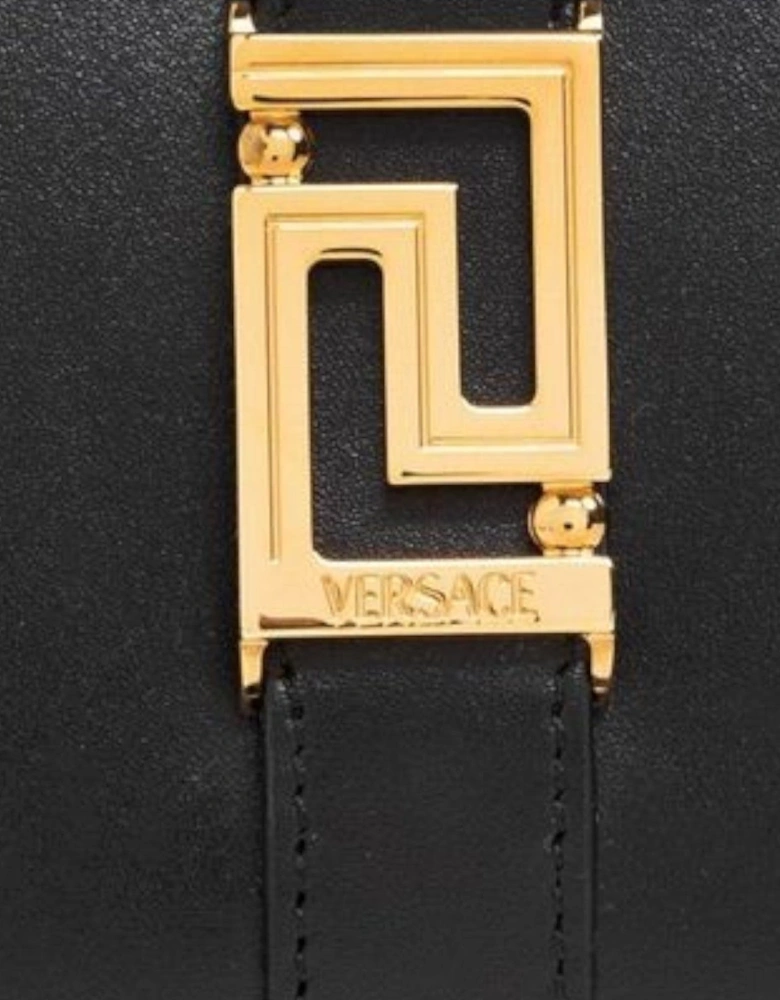 Black Logo Detailed Zipped Wallet