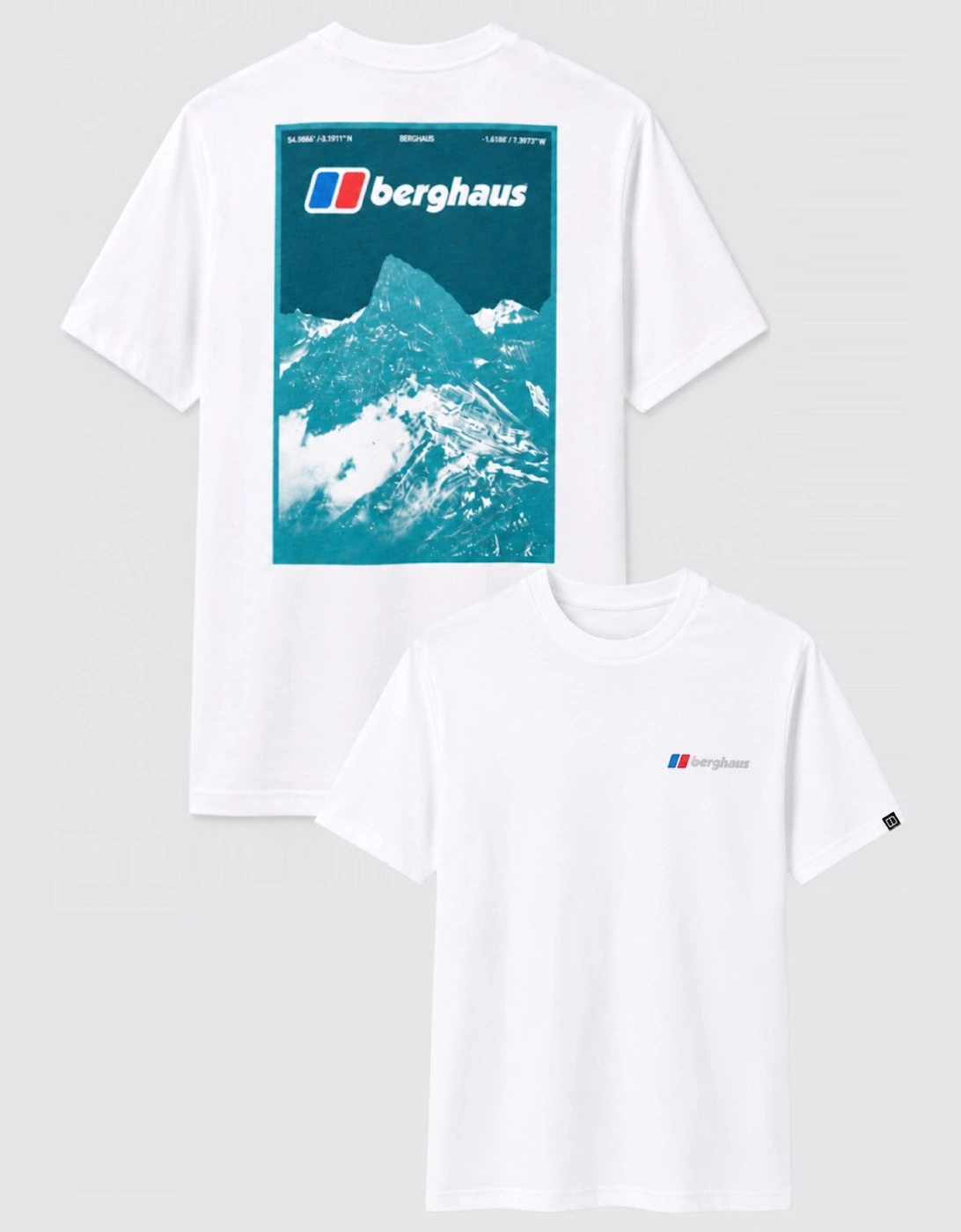 Berghaus Mens Threshold Peak Mountain Graphic T Shirt in White Green