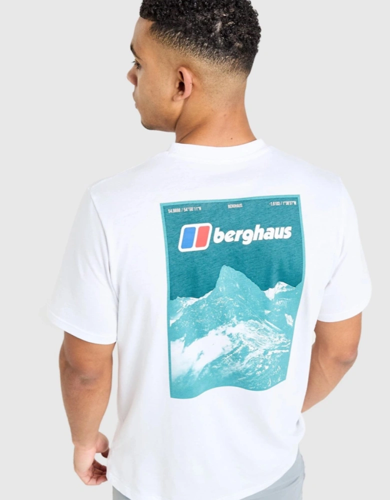 Berghaus Mens Threshold Peak Mountain Graphic T Shirt in White Green