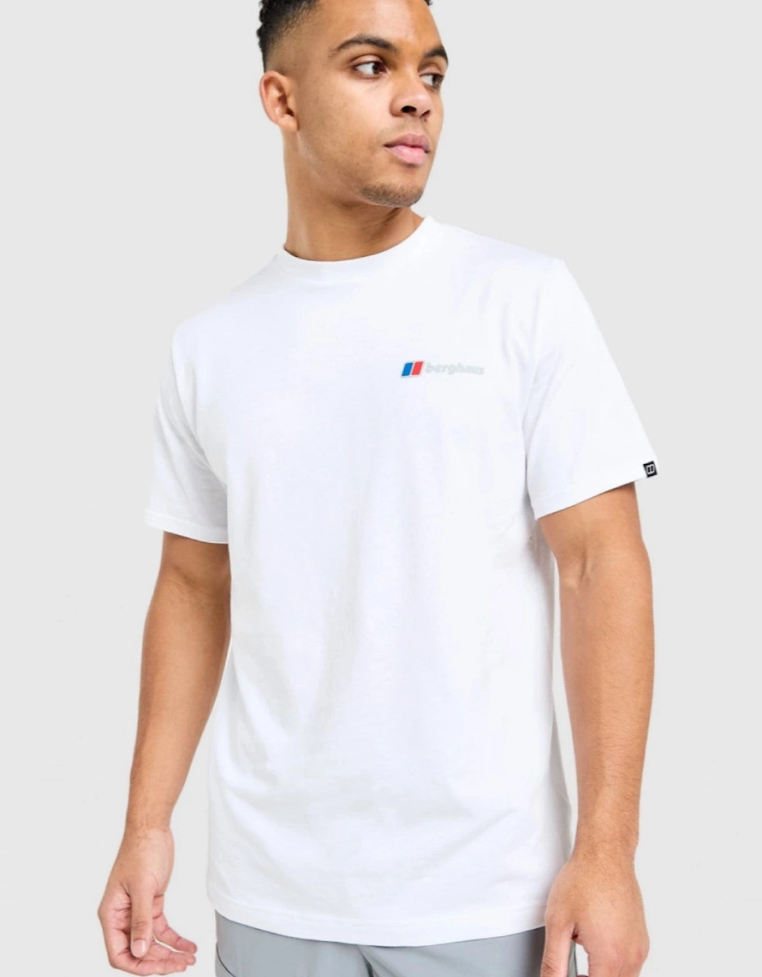 Berghaus Mens Threshold Peak Mountain Graphic T Shirt in White Green