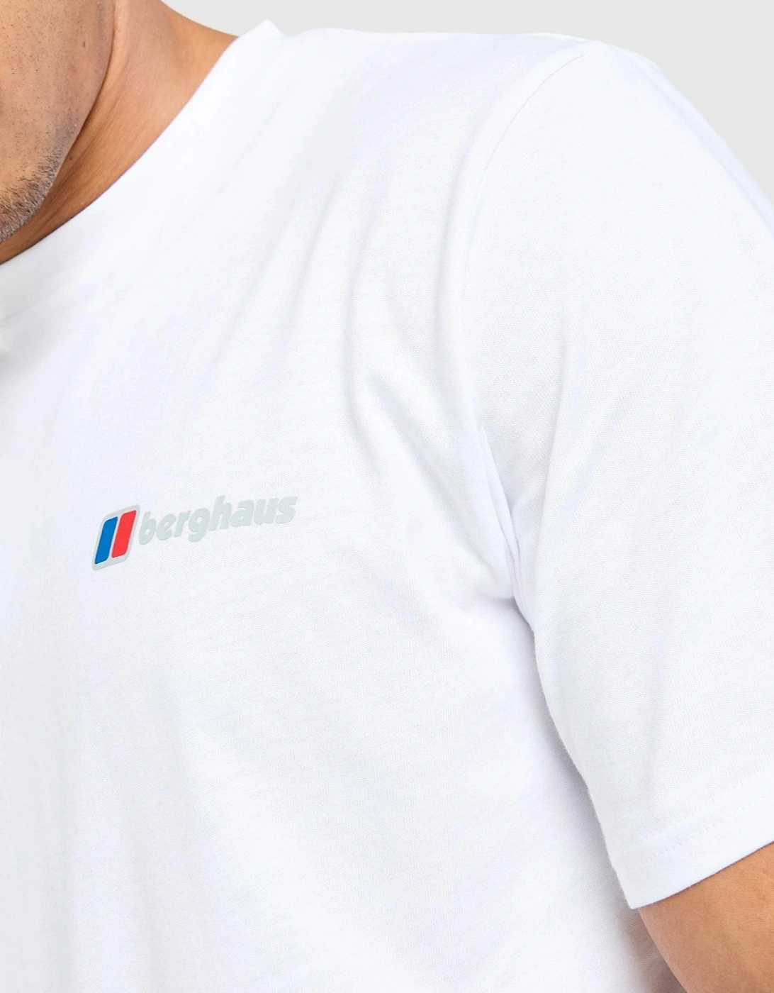 Berghaus Mens Threshold Peak Mountain Graphic T Shirt in White Green