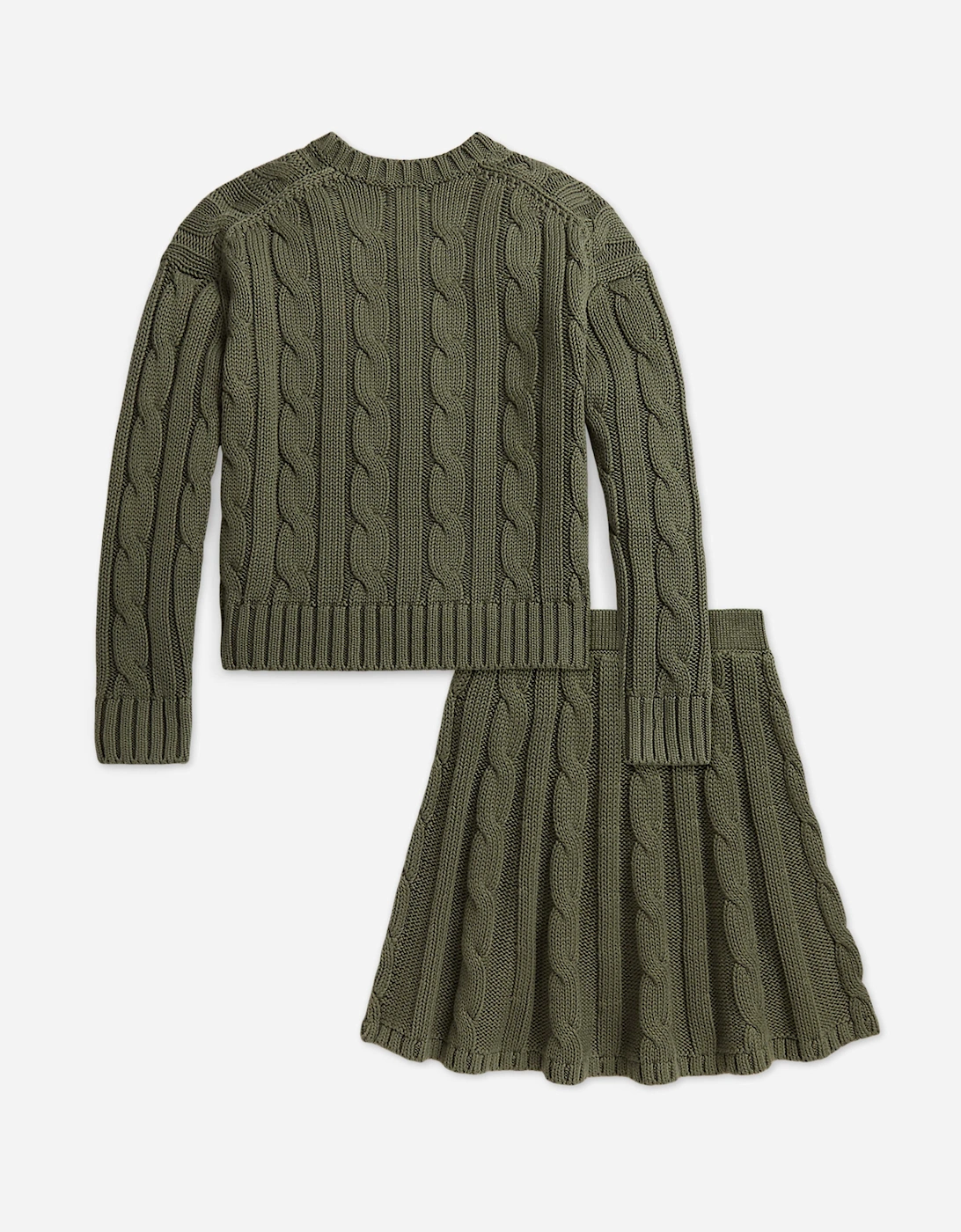 Ralph Lauren Girls Cable Knit Skirt Set in Green