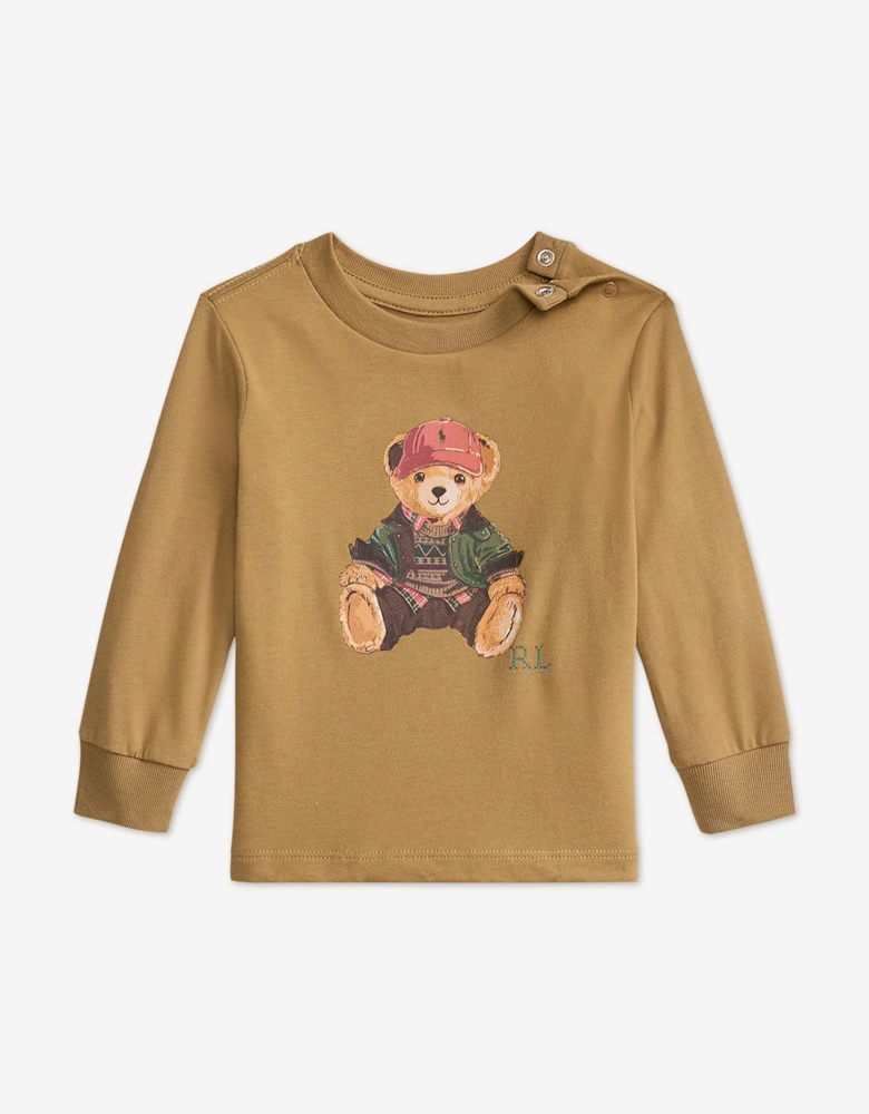 Ralph Lauren Baby Boys Polo Bear Long Sleeve T-Shirt in Beige
