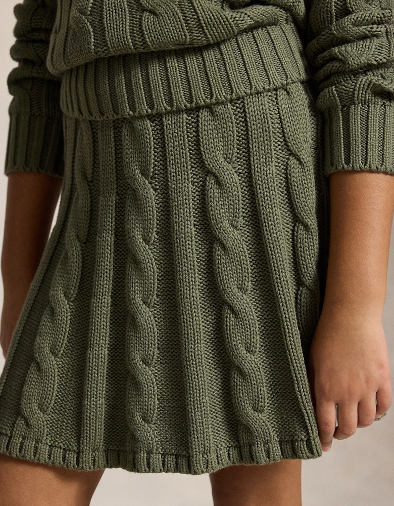 Ralph Lauren Girls Cable Knit Skirt Set in Green