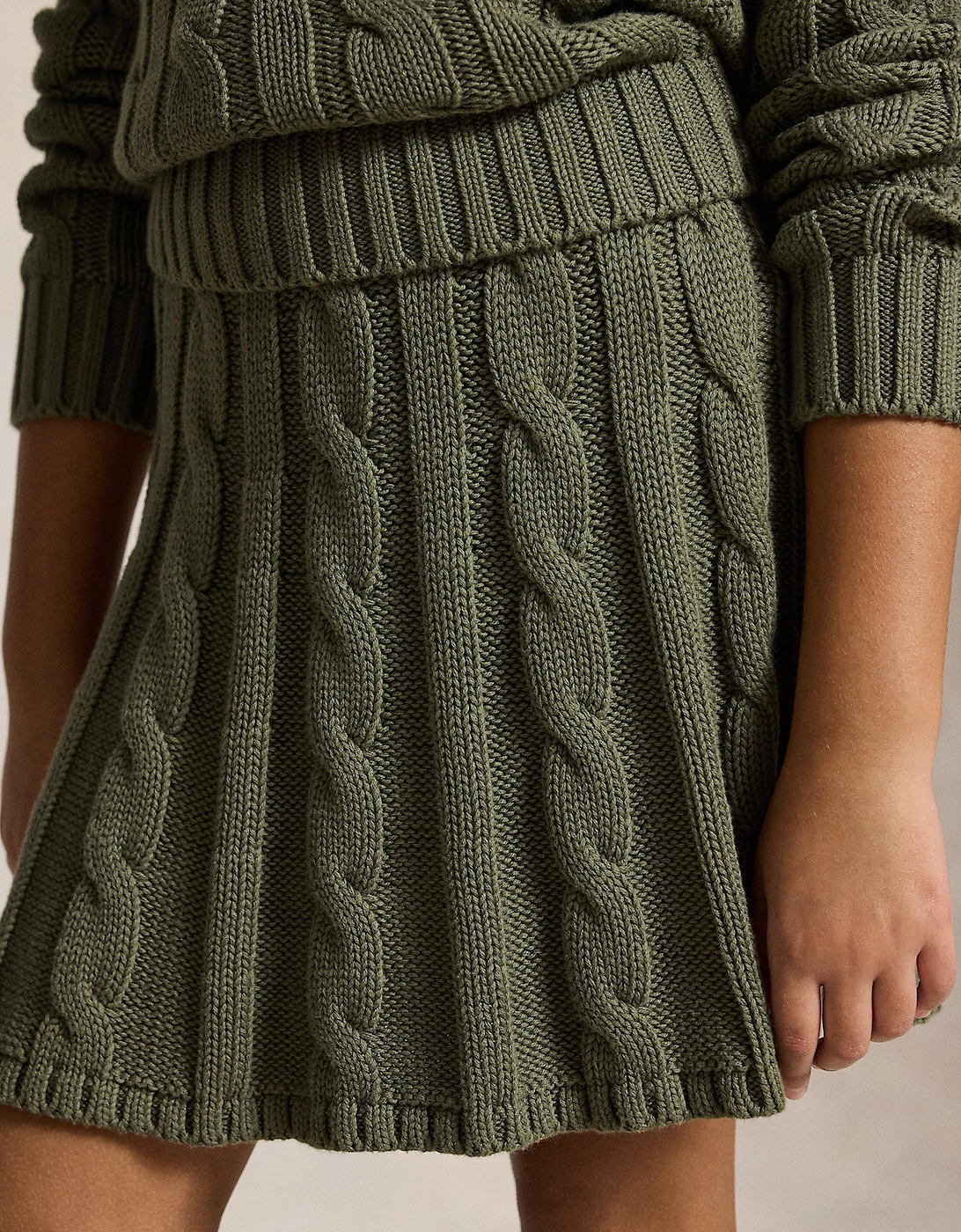 Ralph Lauren Girls Cable Knit Skirt Set in Green