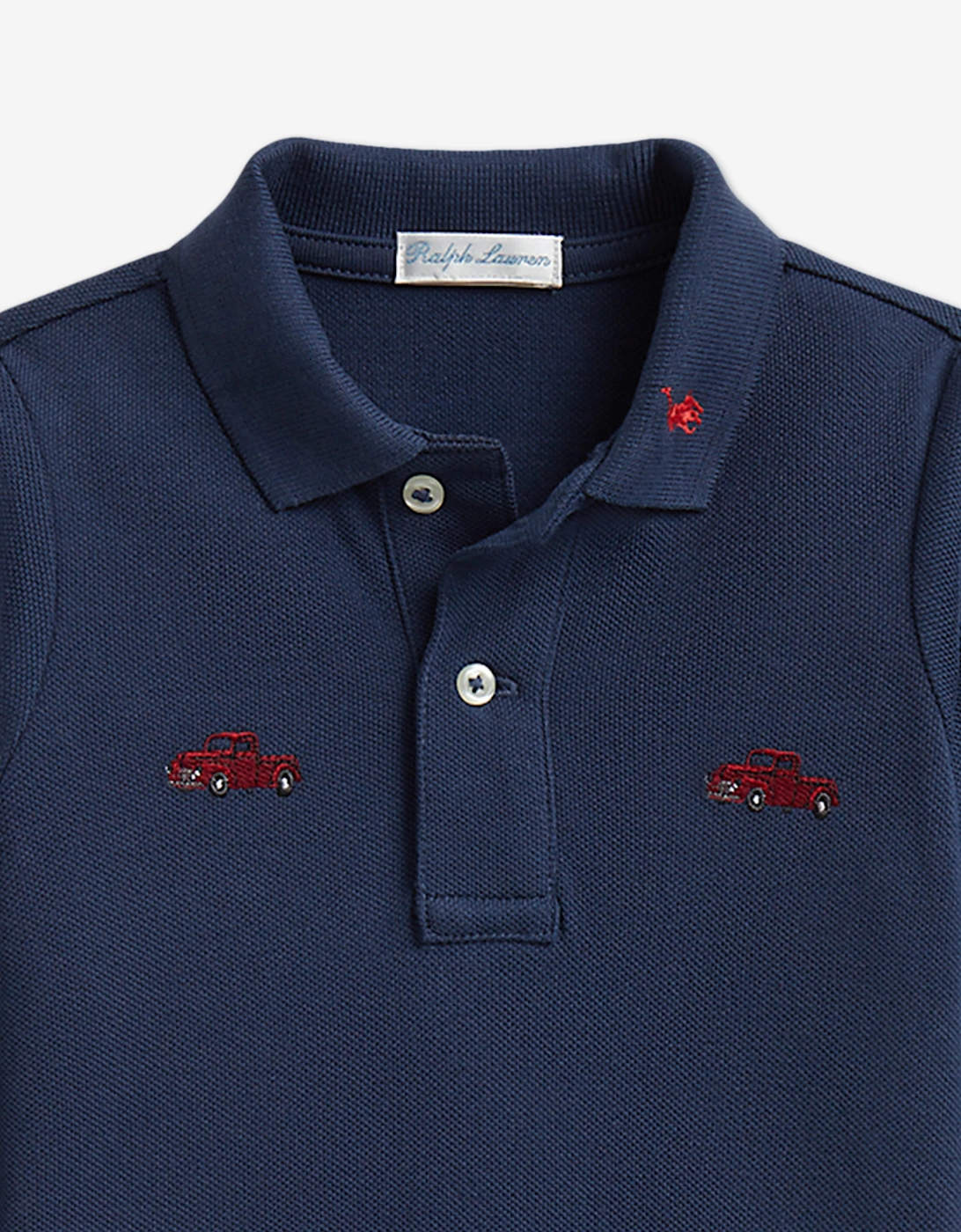 Ralph Lauren Baby Boys Polo Romper in Navy