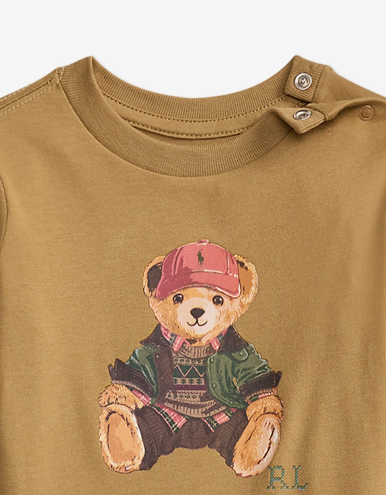 Ralph Lauren Baby Boys Polo Bear Long Sleeve T-Shirt in Beige