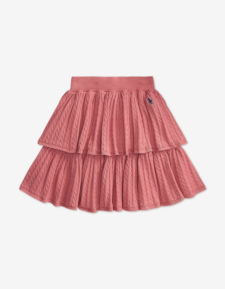 Ralph Lauren Girls Cable Knit Skirt in Pink