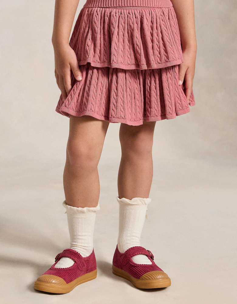 Ralph Lauren Girls Cable Knit Skirt in Pink