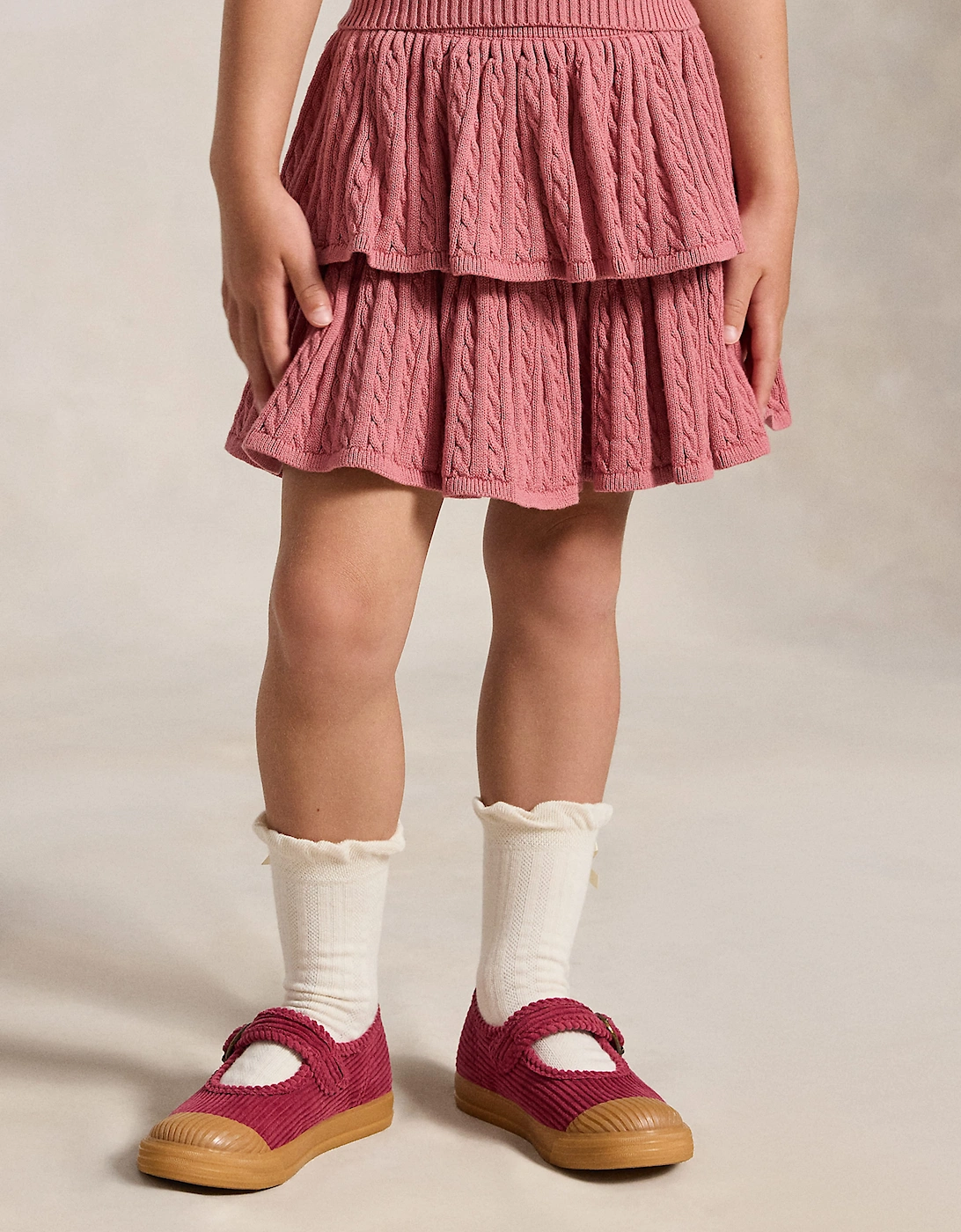 Ralph Lauren Girls Cable Knit Skirt in Pink