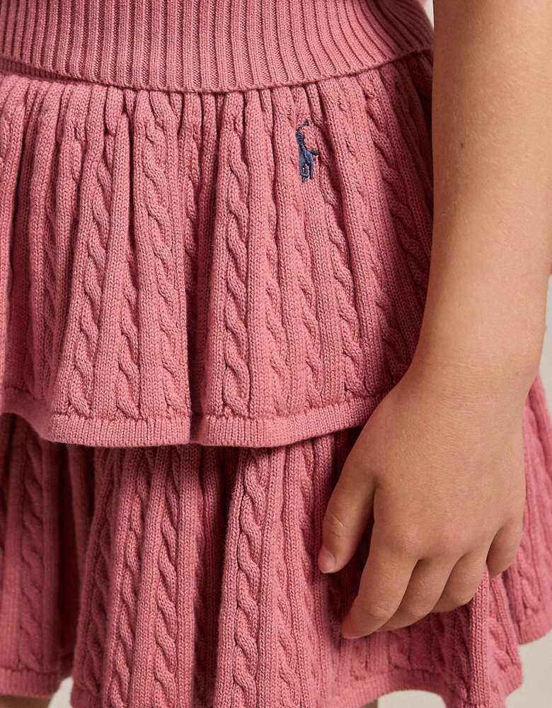 Ralph Lauren Girls Cable Knit Skirt in Pink