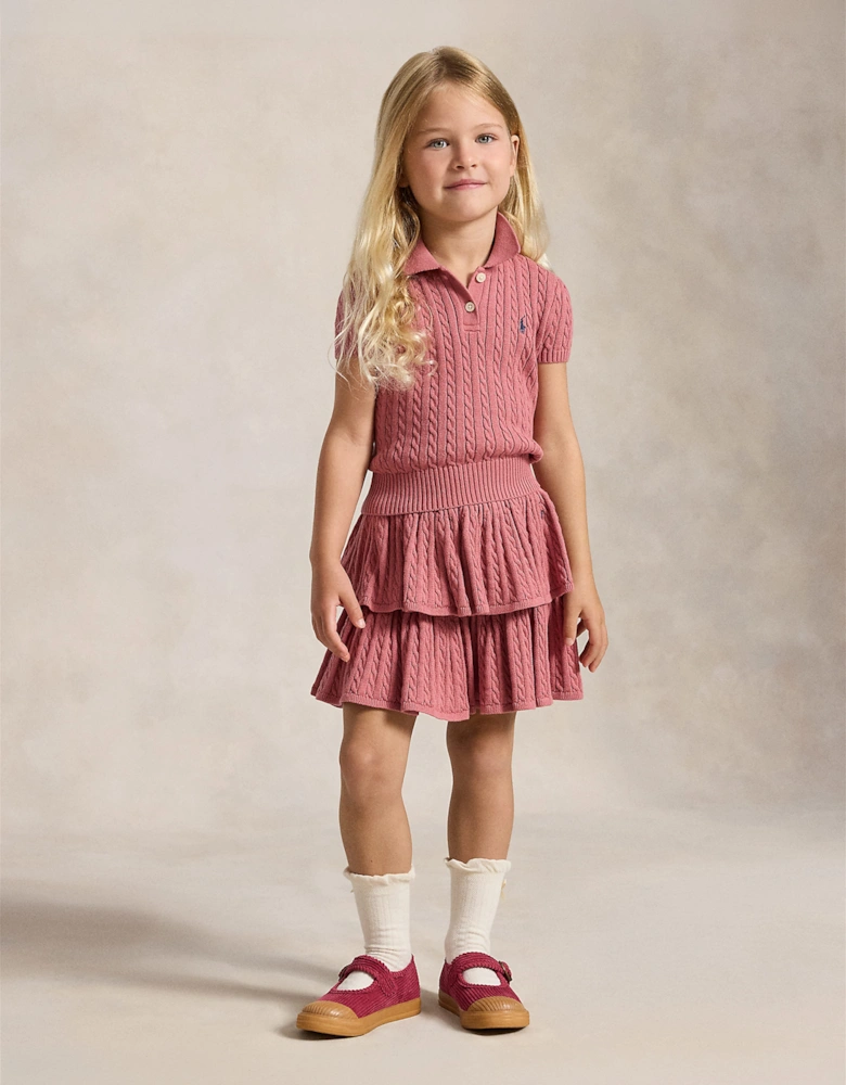 Ralph Lauren Girls Cable Knit Skirt in Pink