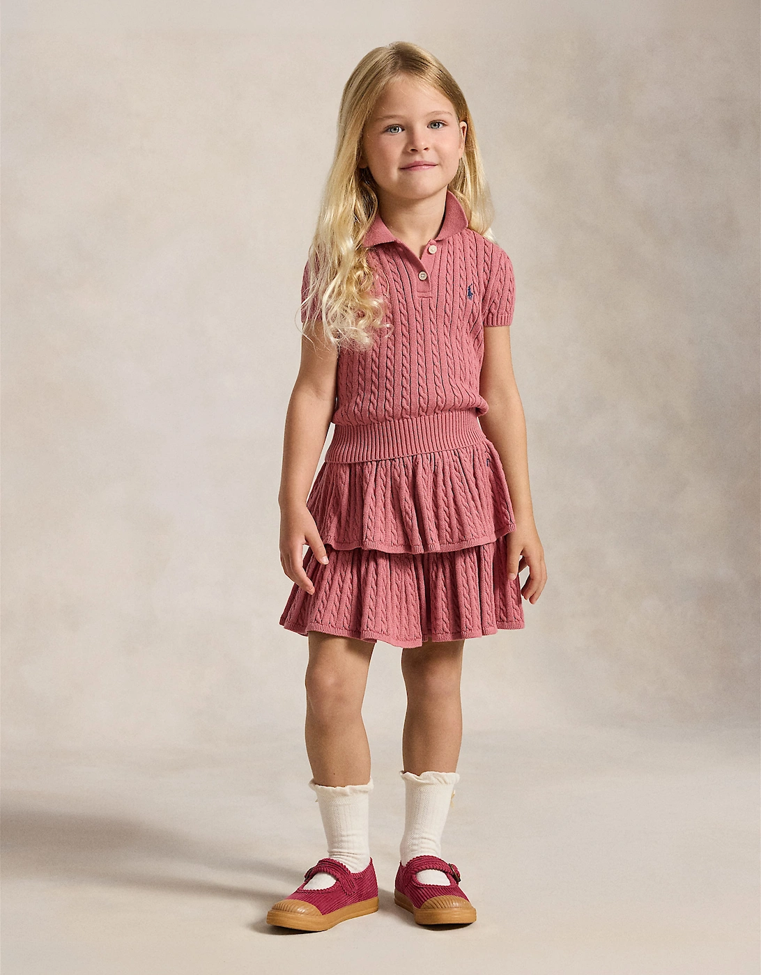 Ralph Lauren Girls Cable Knit Skirt in Pink