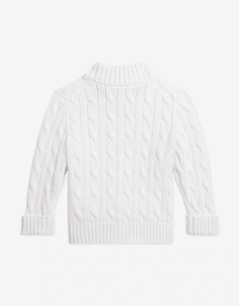 Ralph Lauren Baby Boys Cable Knit Cardigan in White