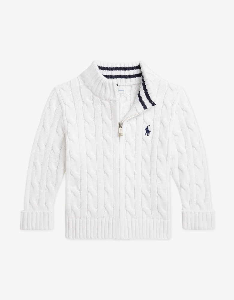 Ralph Lauren Baby Boys Cable Knit Cardigan in White