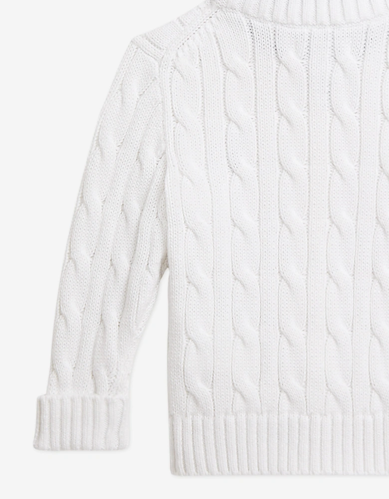 Ralph Lauren Baby Boys Cable Knit Cardigan in White