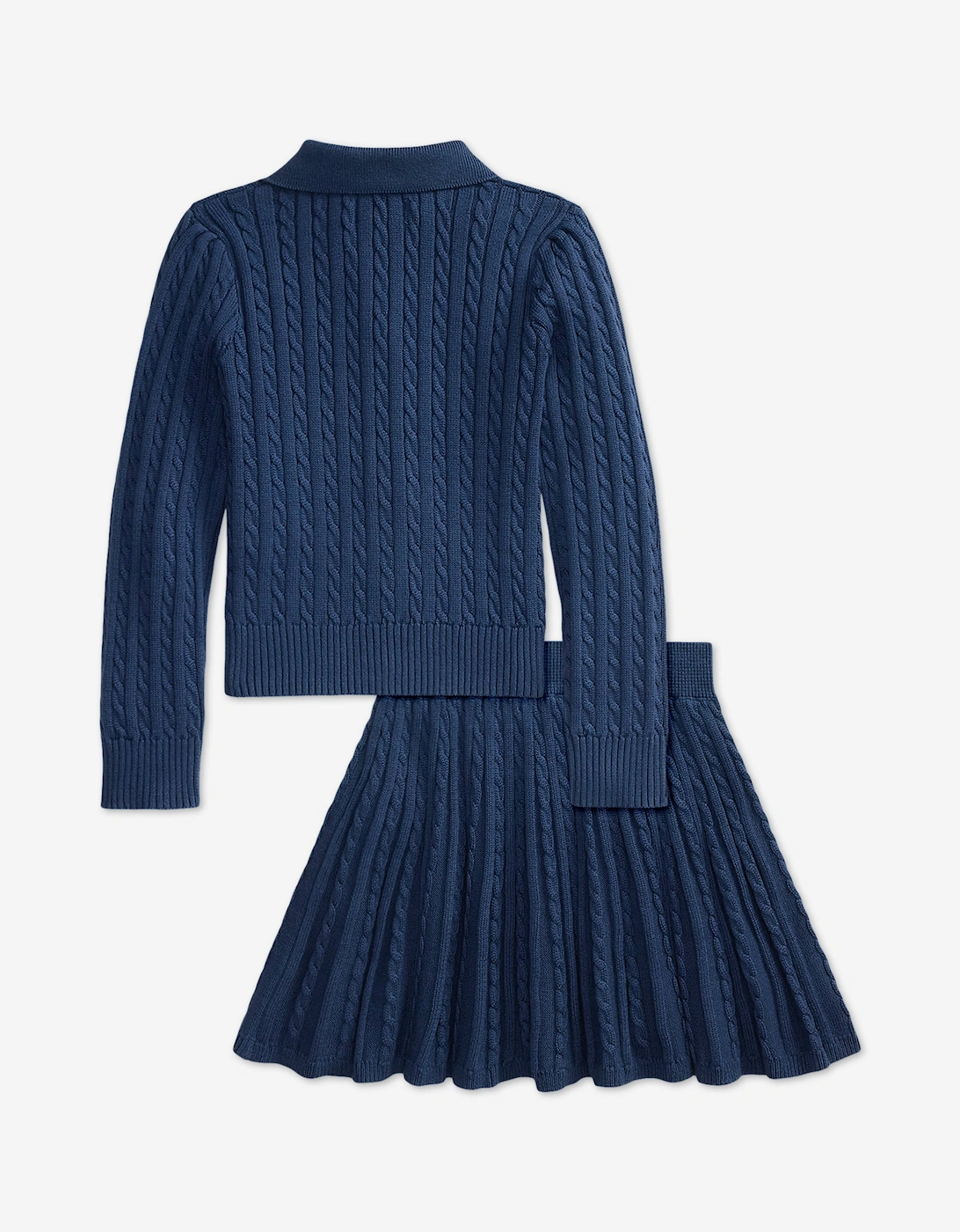 Ralph Lauren Girls Mini Cable Knit Skirt Set in Navy