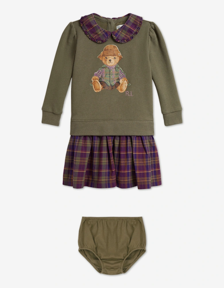 Ralph Lauren Baby Girls Polo Bear Dress in Green