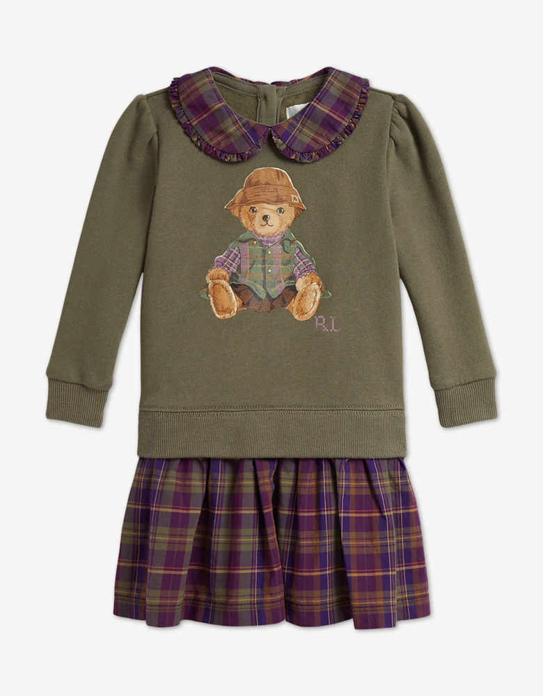 Ralph Lauren Baby Girls Polo Bear Dress in Green