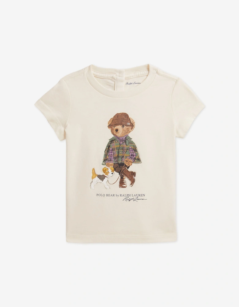 Ralph Lauren Baby Girls Polo Bear T-Shirt in Ivory