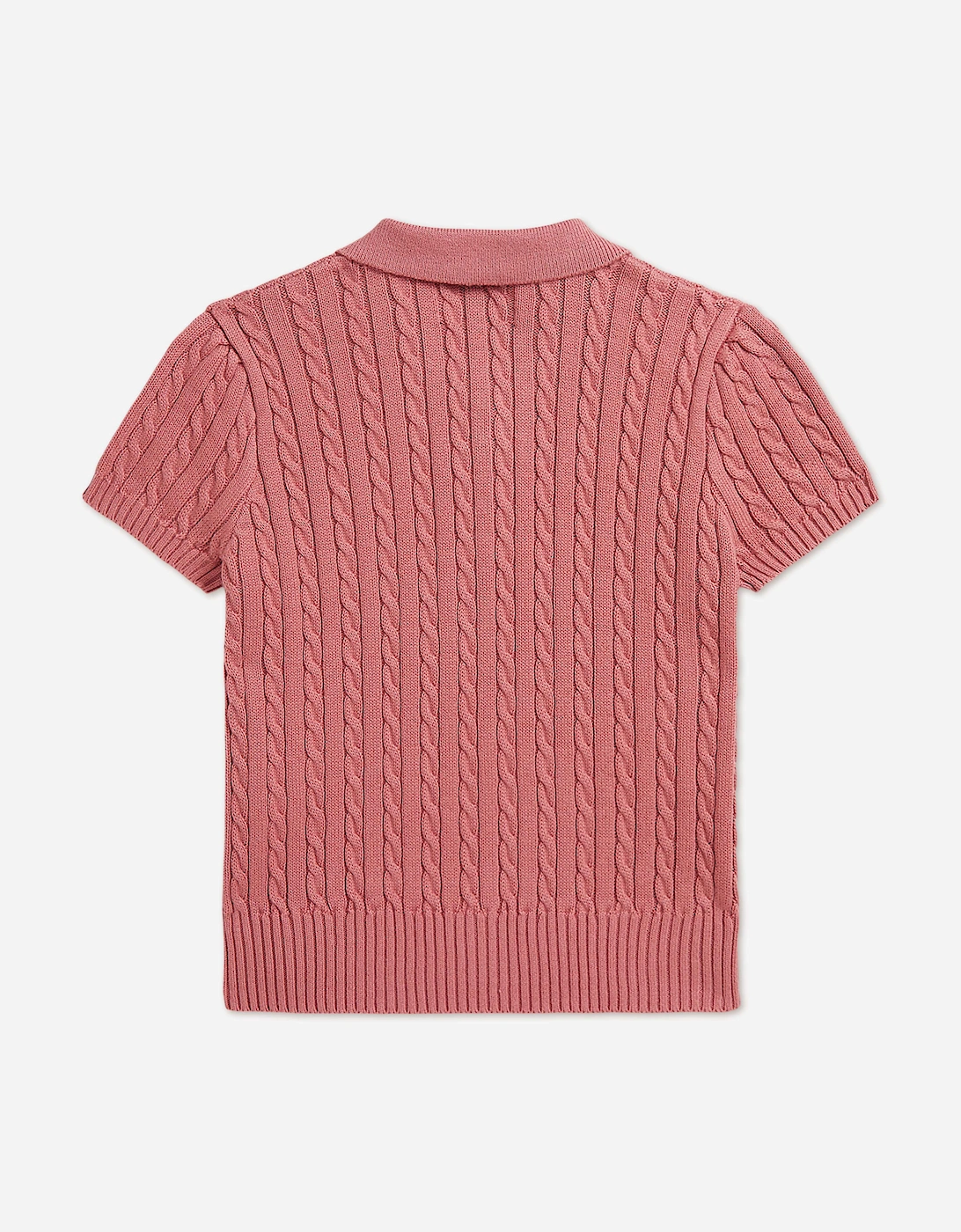 Ralph Lauren Girls Mini Cable Knit Polo Pullover in Pink