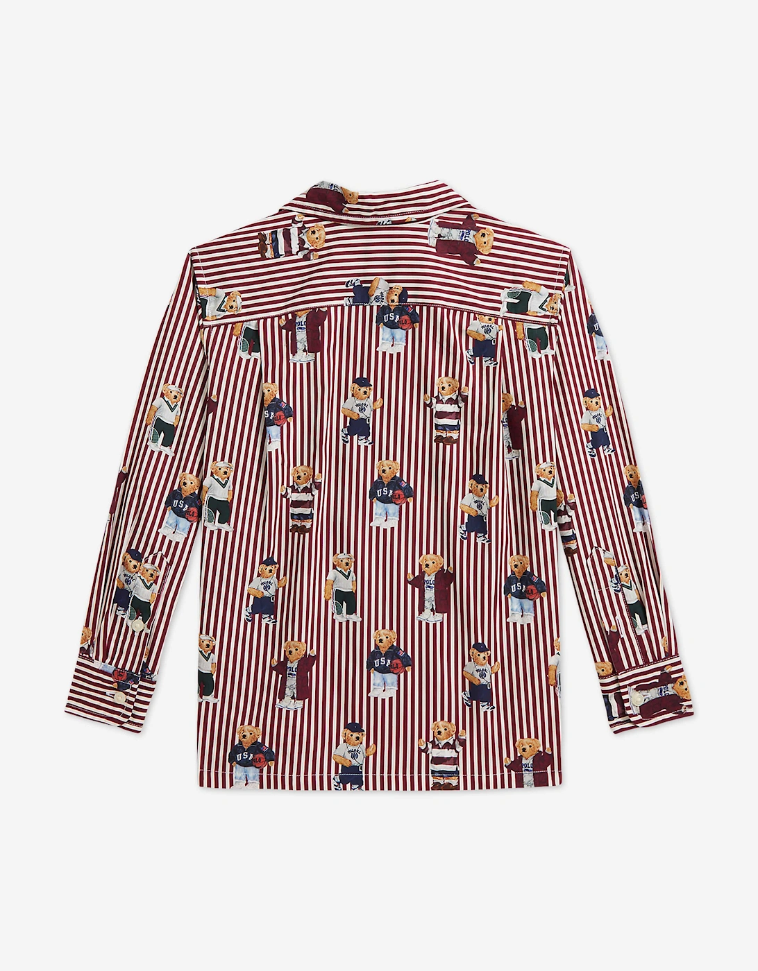 Ralph Lauren Boys Bear Stripe Poplin Shirt in Red