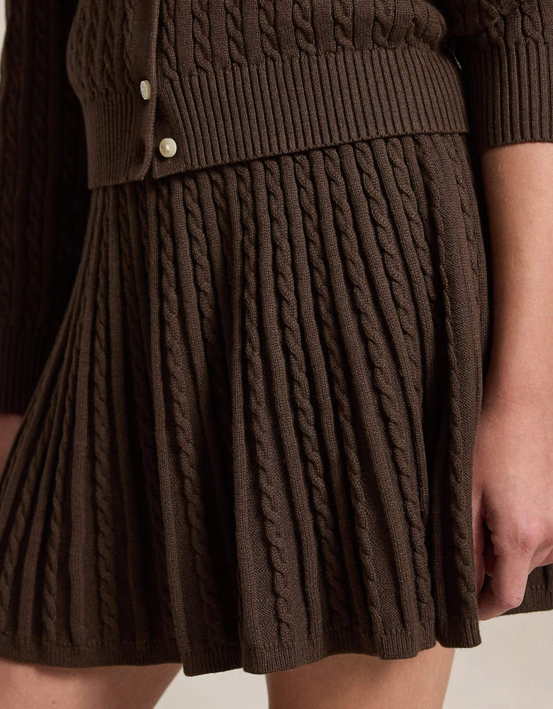 Ralph Lauren Girls Mini Cable Knit Skirt Set in Brown