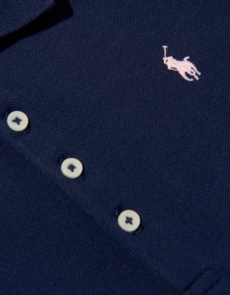 Ralph Lauren Girls Cotton Logo Polo Dress in Navy
