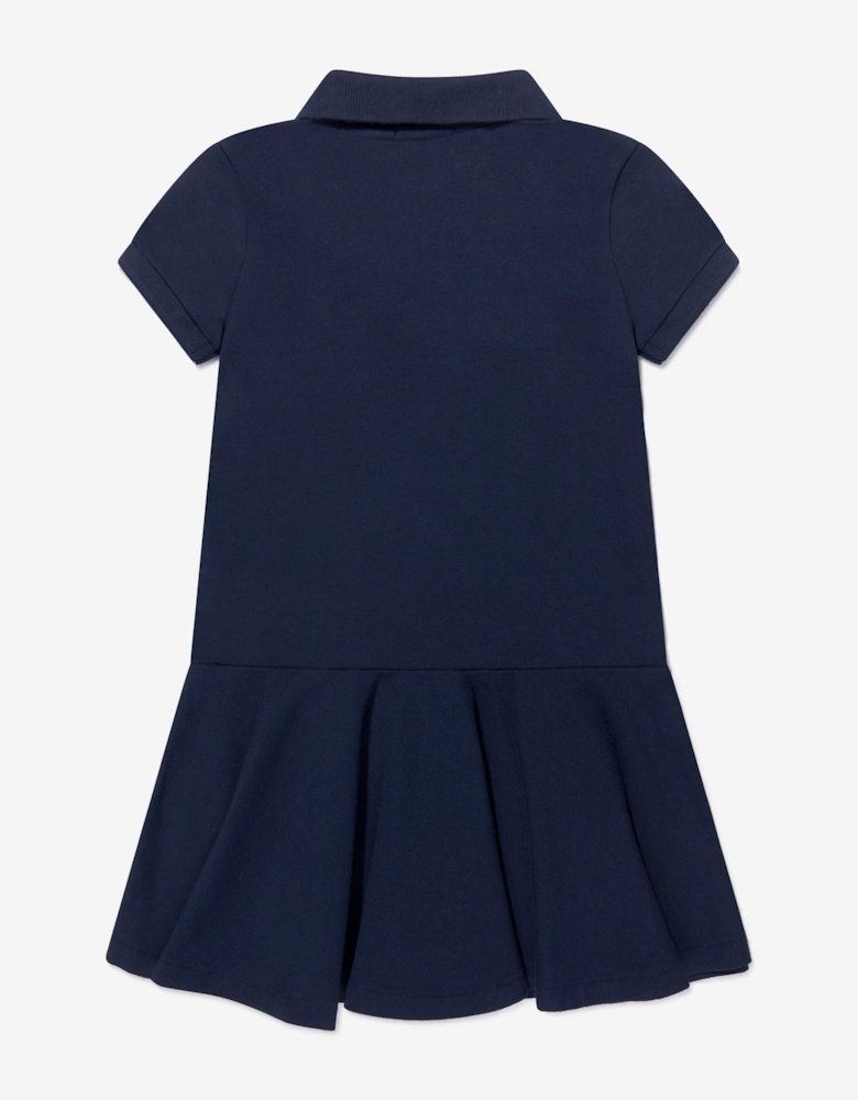 Ralph Lauren Girls Cotton Logo Polo Dress in Navy