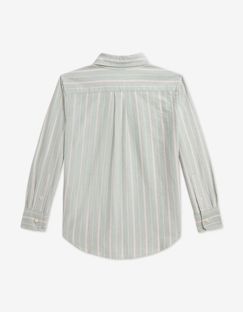 Ralph Lauren Boys Striped Classic Oxford Shirt in Green