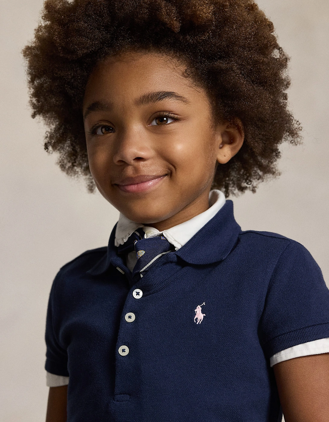 Ralph Lauren Girls Cotton Logo Polo Dress in Navy