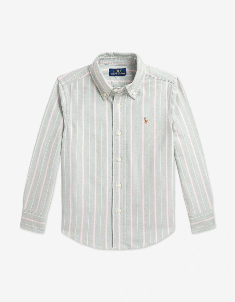 Ralph Lauren Boys Striped Classic Oxford Shirt in Green