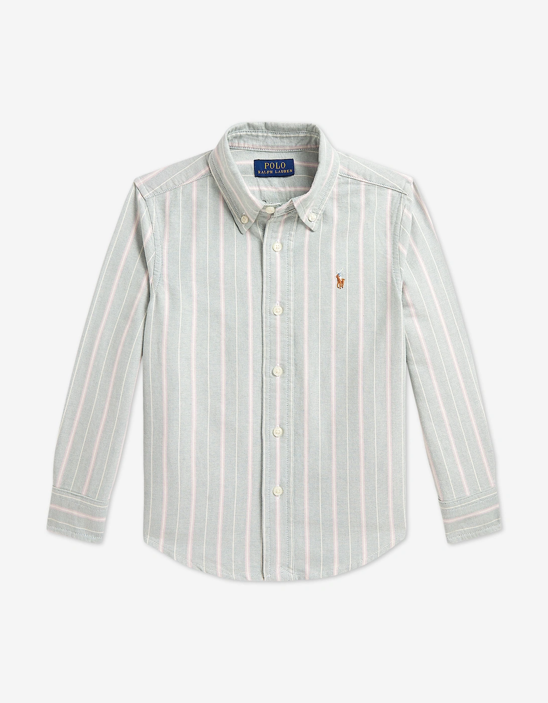 Ralph Lauren Boys Striped Classic Oxford Shirt in Green