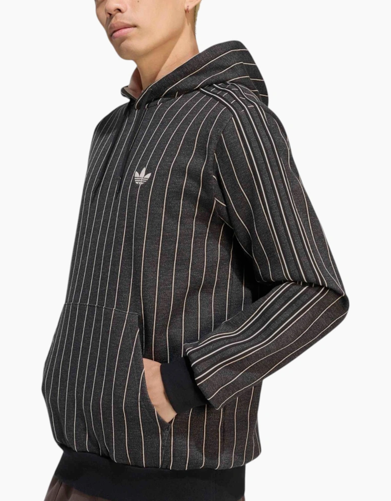 Adidas Mens Hoodie Pinstripes Pullover Fleece Casual Hooded Sweatshirt
