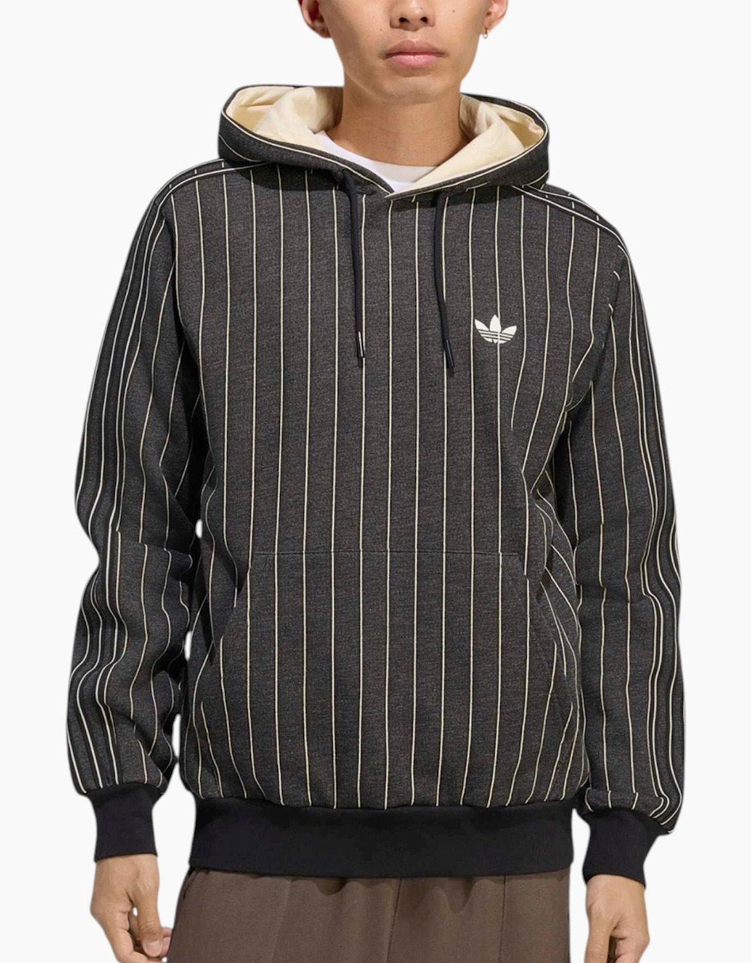 Adidas Mens Hoodie Pinstripes Pullover Fleece Casual Hooded Sweatshirt